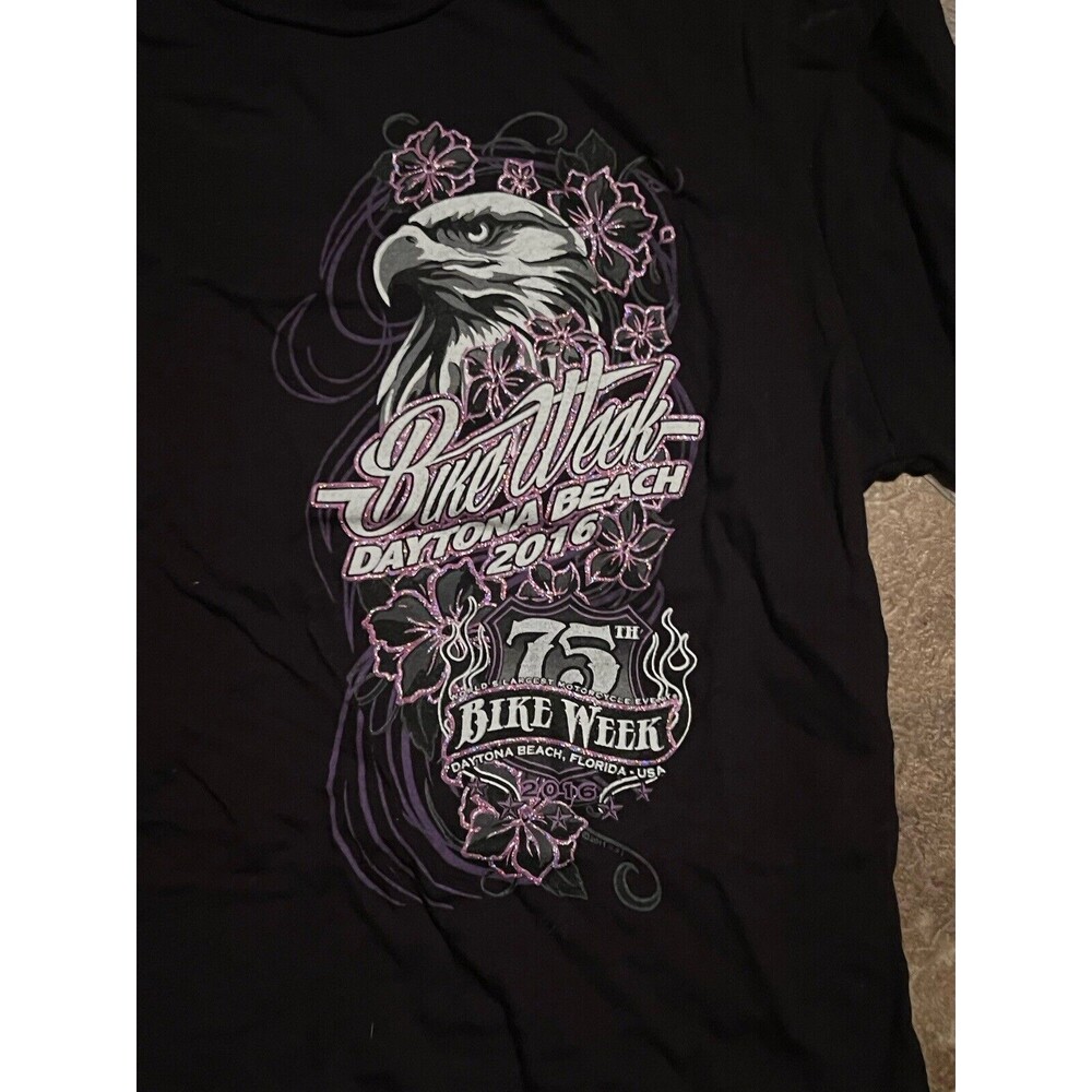 Hot Leathers Apparel T Shirt Women’s 75th Bike Week Daytona Beach 2016 Medium